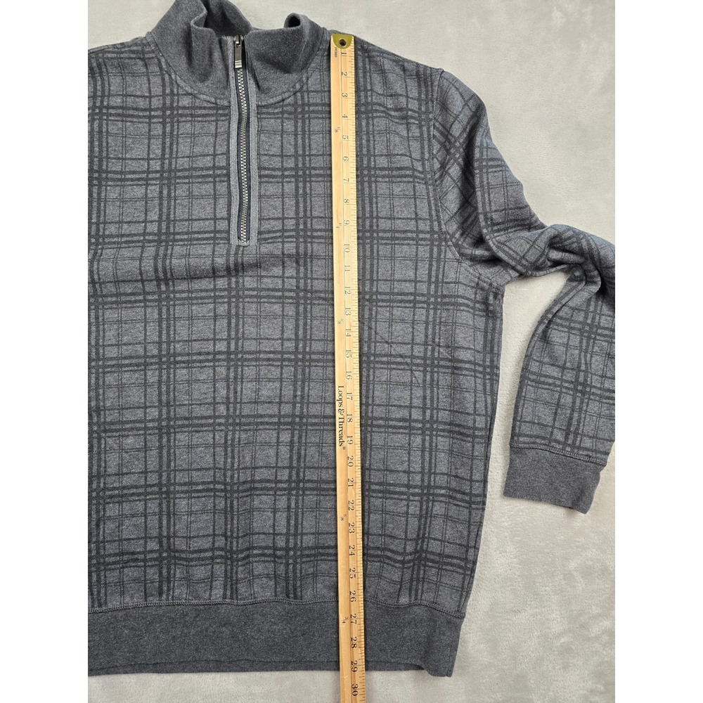 Nautica Quarter Zip Sweater Men XL Gray Plaid Long Sleeve Fleece Pullover - Picture 5 of 8